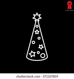 Christmas tree vector line icon.