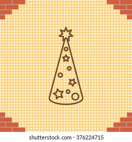 Christmas tree vector line icon.