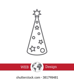 Christmas tree vector line icon.
