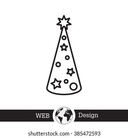 Christmas tree vector line icon.