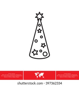 Christmas tree vector line icon.