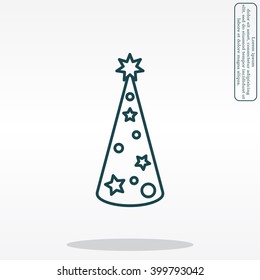 Christmas tree vector line icon.