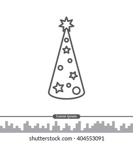 Christmas tree vector line icon.