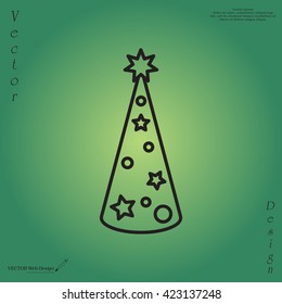 Christmas tree vector line icon.