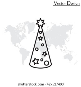 Christmas tree vector line icon.
