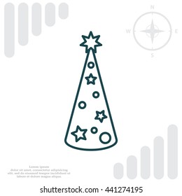 Christmas tree vector line icon.