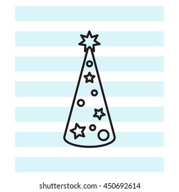 Christmas tree vector line icon.
