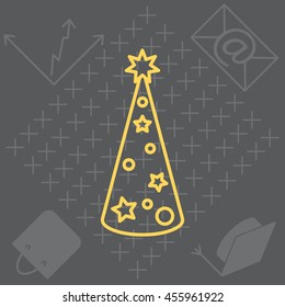 Christmas tree vector line icon.