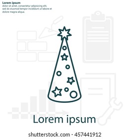 Christmas tree vector line icon.