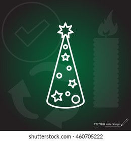 Christmas tree vector line icon.