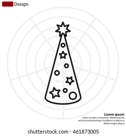 Christmas tree vector line icon.