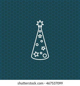 Christmas tree vector line icon.