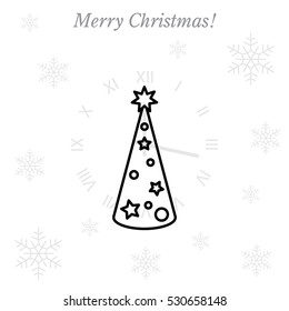 Christmas tree vector line icon.