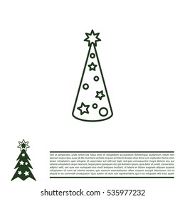 Christmas tree vector line icon.