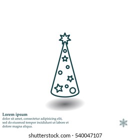 Christmas tree vector line icon.