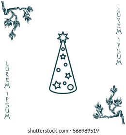 Christmas tree vector line icon.