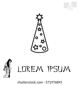 Christmas tree vector line icon.