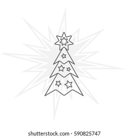 Christmas tree vector line icon.