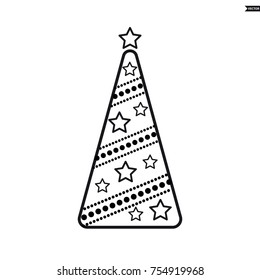 Christmas tree, vector line icon on a white background.