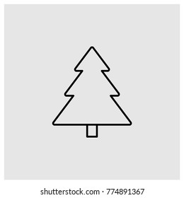 Christmas tree vector line icon.