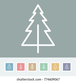 Christmas tree vector line icons. Pine tree and fur symbol.