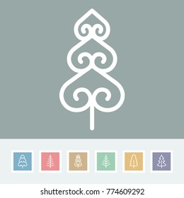 Christmas tree vector line icons. Pine tree and fur symbol.