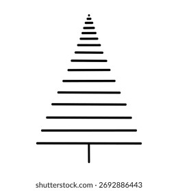 Ilustración de línea de Vector de árbol de Navidad, doodle de árbol de pino dibujado a mano. Navidades y símbolo del Año Nuevo. Icono de silueta único para diseños y decoraciones festivas de invierno.