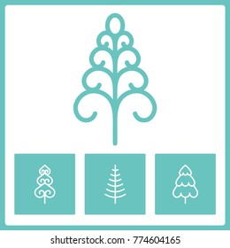 Christmas tree vector line objects. For holiday and party.