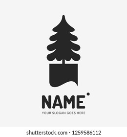 Christmas tree. Vector logo design. Business concept icon.