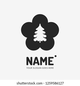 Christmas tree. Vector logo design. Business concept icon.