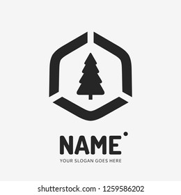 Christmas tree. Vector logo design. Business concept icon.