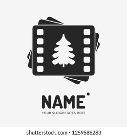 Christmas tree. Vector logo design. Business concept icon.