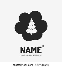 Christmas tree. Vector logo design. Business concept icon.