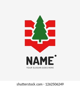 Christmas tree. Vector logo design. Business concept icon.