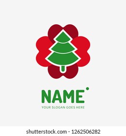 Christmas tree. Vector logo design. Business concept icon.