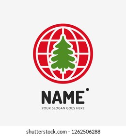 Christmas tree. Vector logo design. Business concept icon.