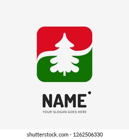Christmas tree. Vector logo design. Business concept icon.