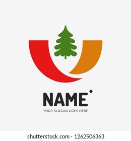 Christmas tree. Vector logo design. Business concept icon.