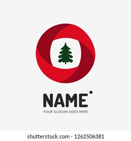 Christmas tree. Vector logo design. Business concept icon.