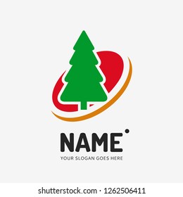 Christmas tree. Vector logo design. Business concept icon.