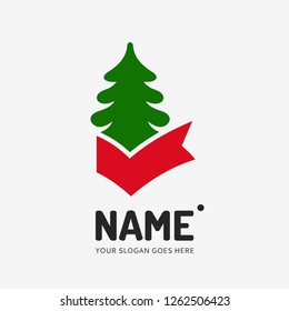 Christmas tree. Vector logo design. Business concept icon.