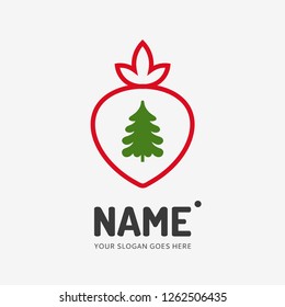 Christmas tree. Vector logo design. Business concept icon.