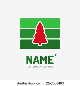 Christmas tree. Vector logo design. Business concept icon.
