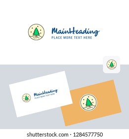 Christmas tree vector logotype with business card template. Elegant corporate identity. - Vector