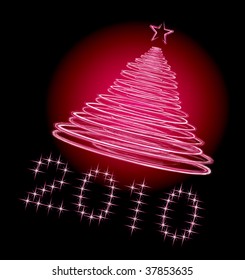 Christmas tree vector on black background. No transparency and effects.