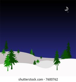 Christmas Tree Vector on Blue Background