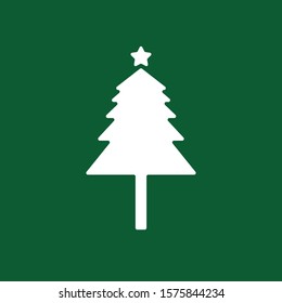 Christmas tree vector on green background.