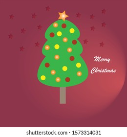 Christmas tree vector on red background.