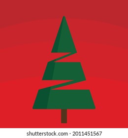 Christmas tree vector on red background.pine tree.