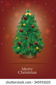 christmas tree vector on red background